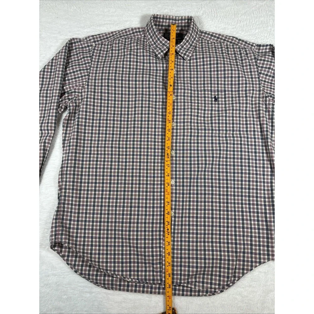 Polo Ralph Lauren Pony Marlowe 100% Cotton‎ Made in USA 90s Vintage Plaid Large